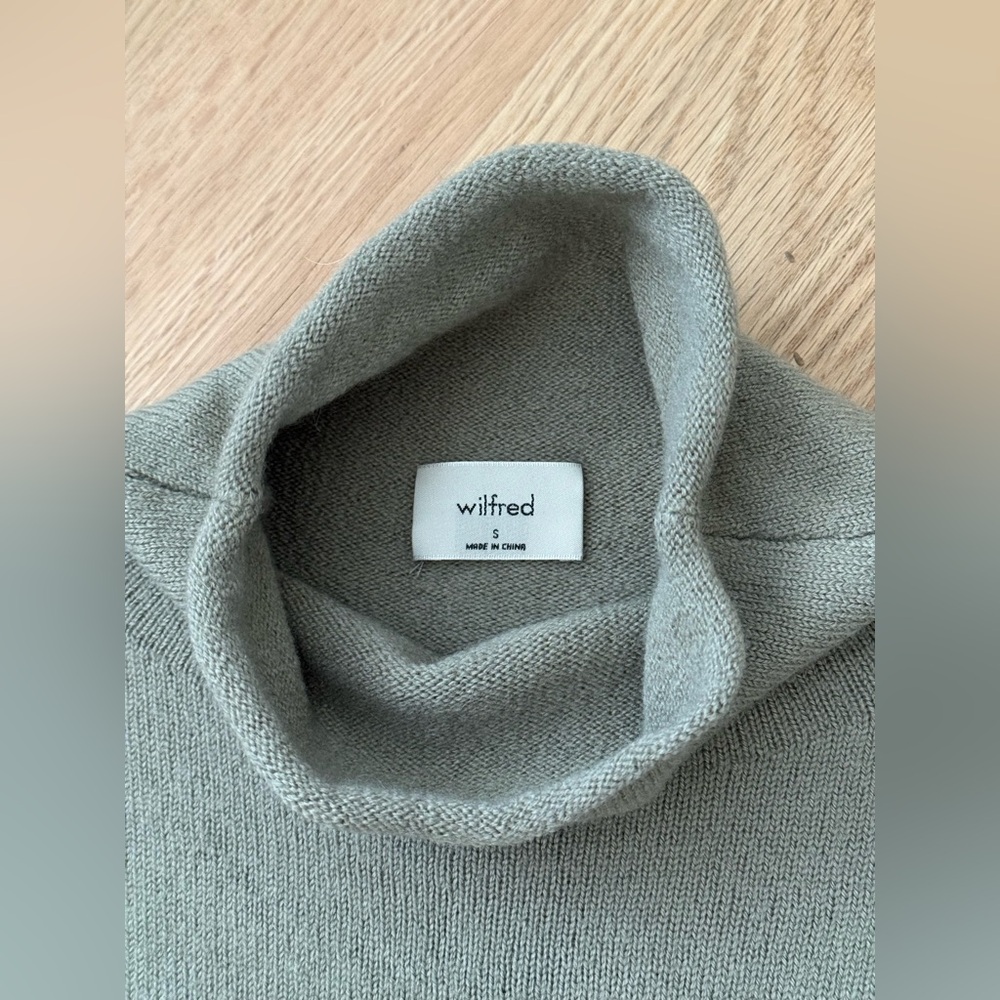 Aritzia Wilfred Merino Wool Sweater Dress Midi Mock Neck Slit Small - Picture 2 of 9